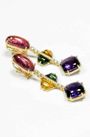 Goldplated Crystal Flower Leverback Earrings